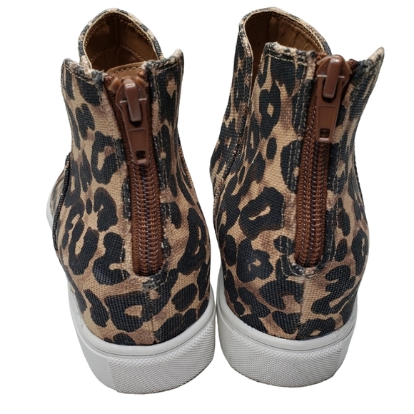 Steve Madden | Claud Brown Leopard Canvas High Top Hidden Wedge Sneakers 8.5 - Picture 6 of 12